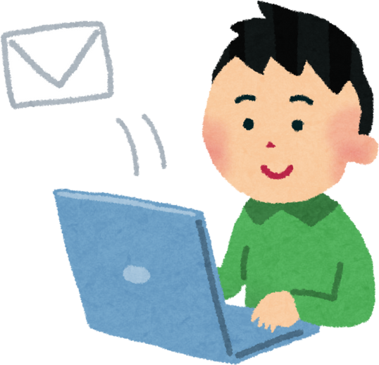 Illustration of a Man Sending an Email on a Laptop